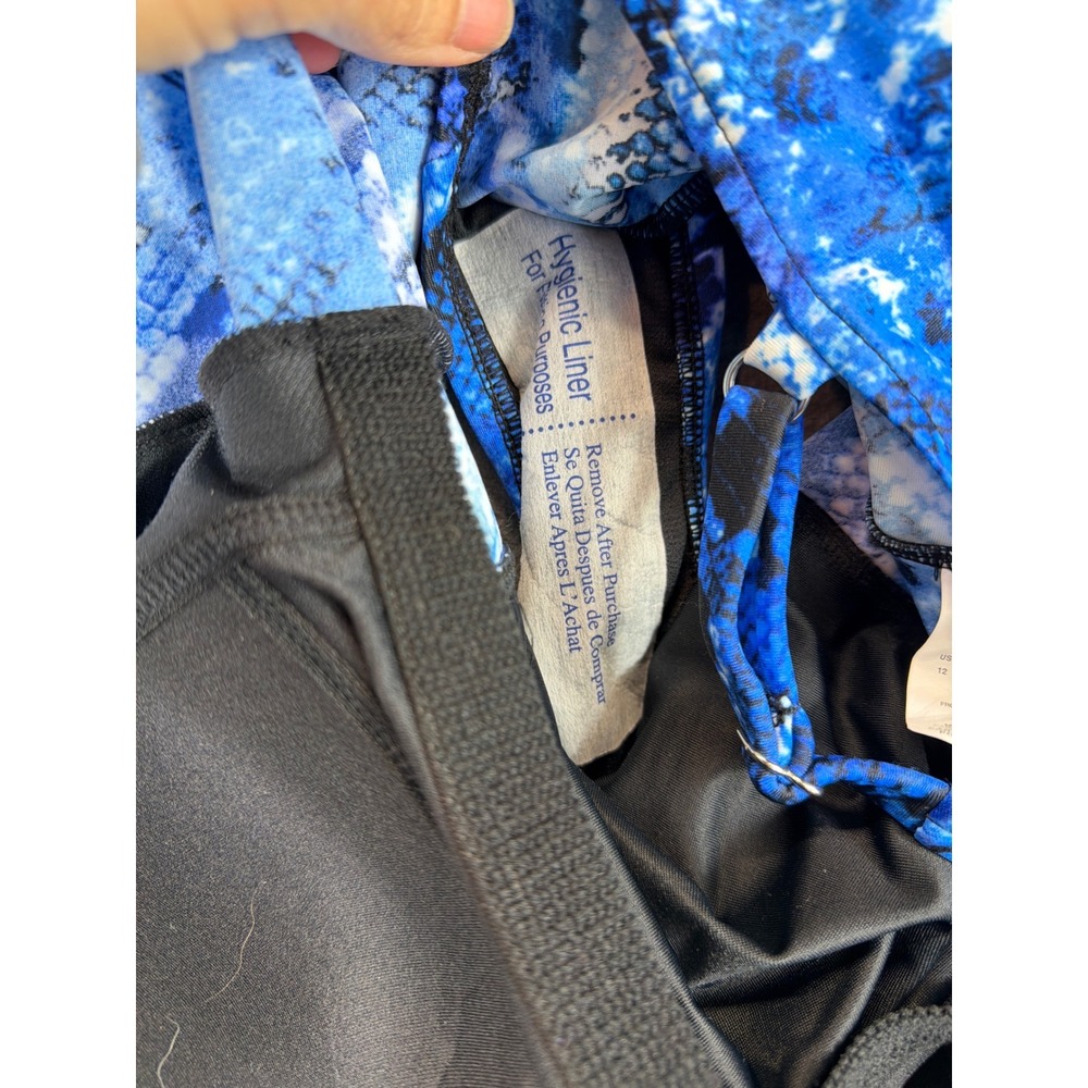 Trimshaper‎ Swimsuit Women 12 Blue Snakeskin Ruched One Piece Tummy Control - Picture 8 of 10